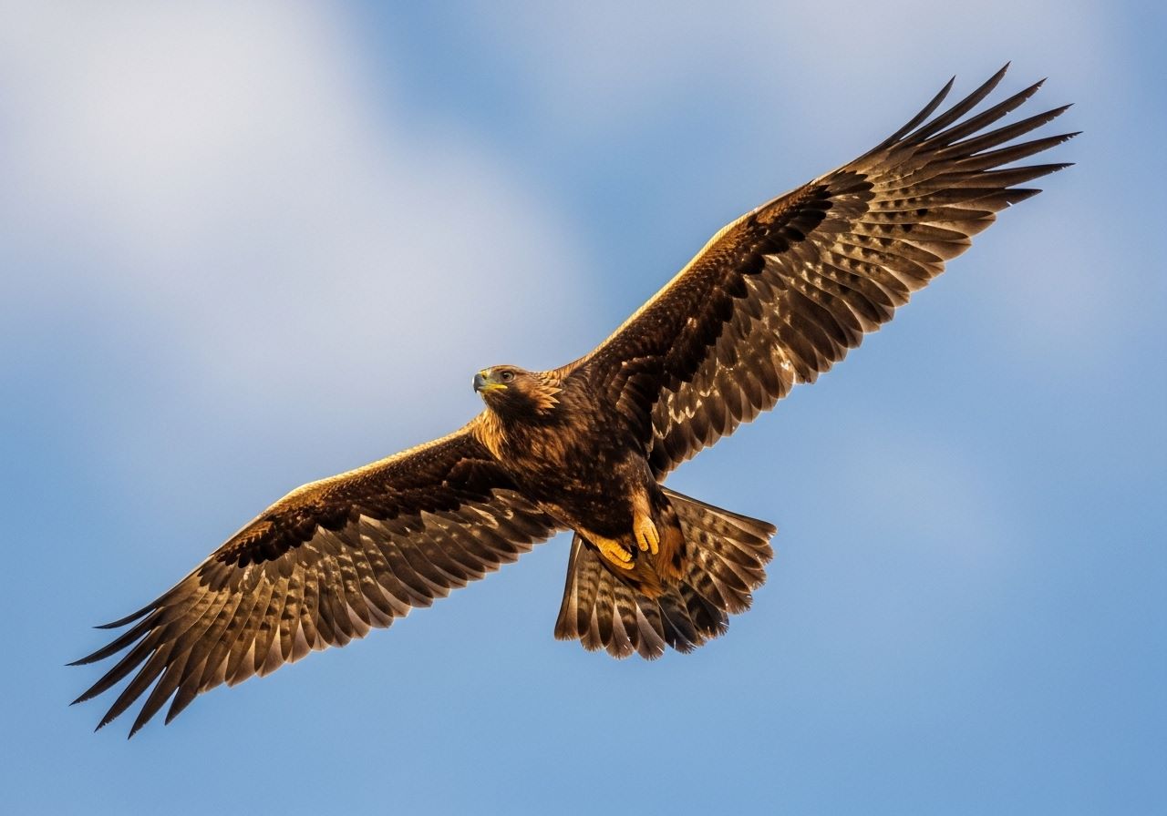 Ilustración — águila real en planeo con alas completamente desplegadas